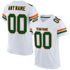 Custom White Green-Orange Mesh Authentic Football Jersey photo 1