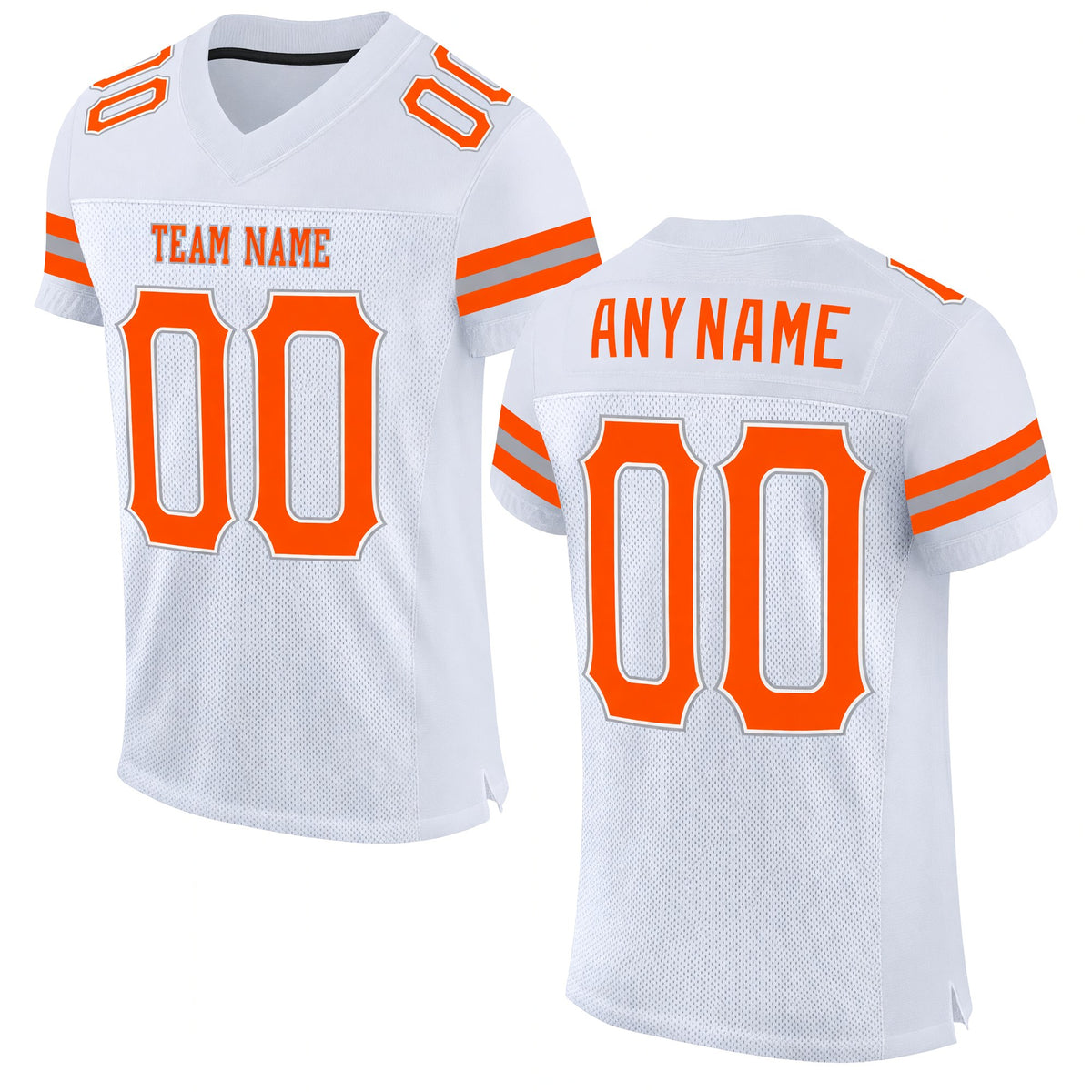 Custom White Orange-Gray Mesh Authentic Football Jersey