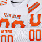 Custom White Orange-Gray Mesh Authentic Football Jersey detail