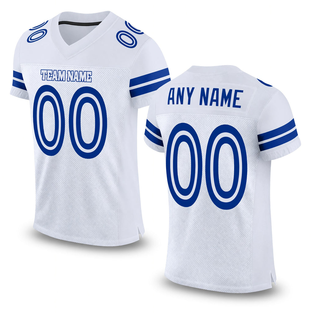 Custom White White-Royal Mesh Authentic Football Jersey