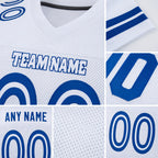 Custom White White-Royal Mesh Authentic Football Jersey detail