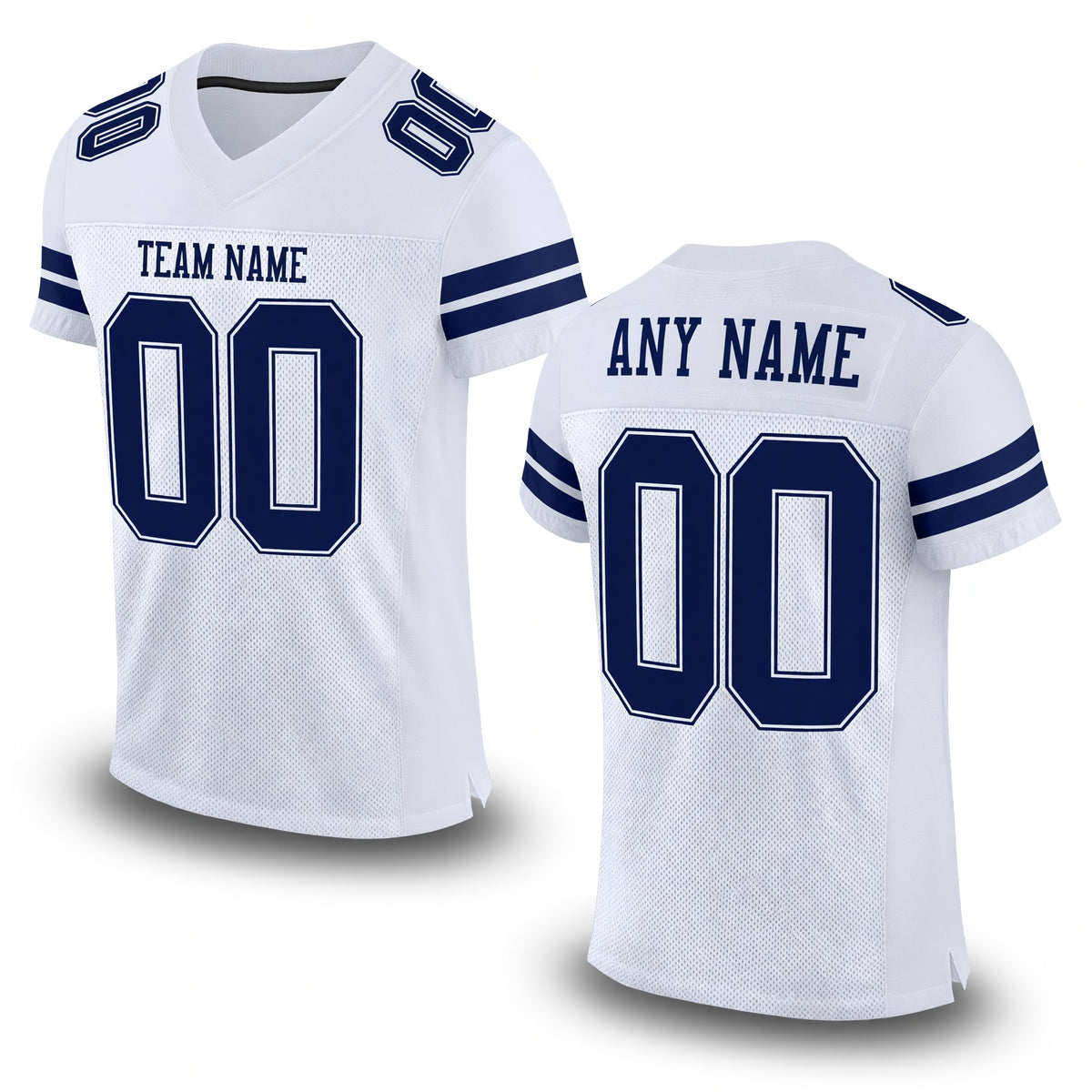 Custom White Navy-White Mesh Authentic Football Jersey
