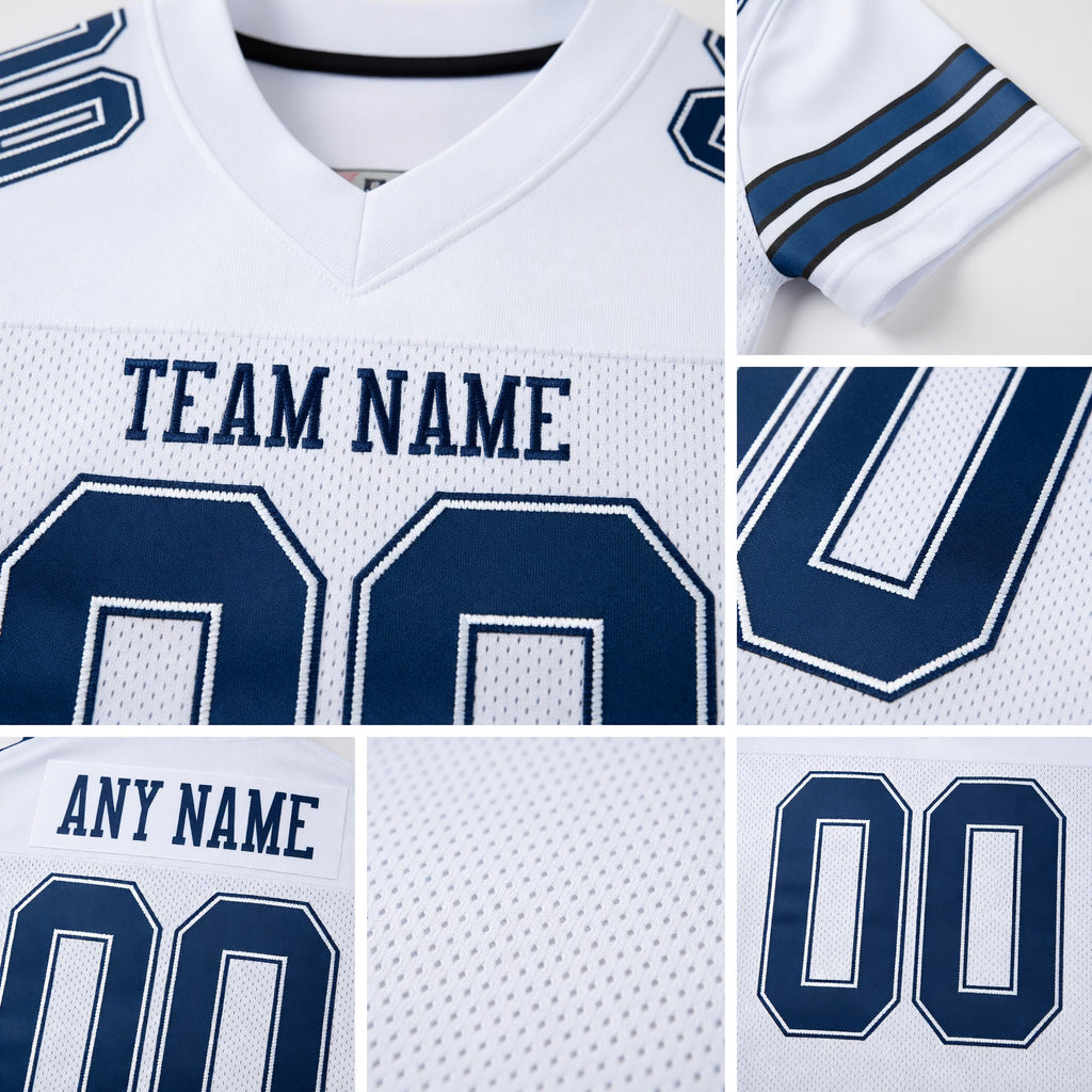 Custom White Navy-White Mesh Authentic Football Jersey detail