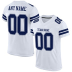Custom White Navy-White Mesh Authentic Football Jersey photo 1
