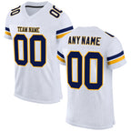 Custom White Navy-Gold Mesh Authentic Football Jersey