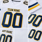 Custom White Navy-Gold Mesh Authentic Football Jersey detail