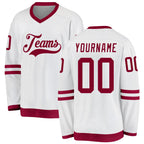 Custom White Maroon Hockey Jersey