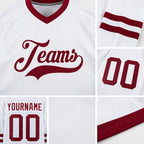 Custom White Maroon Hockey Jersey detail
