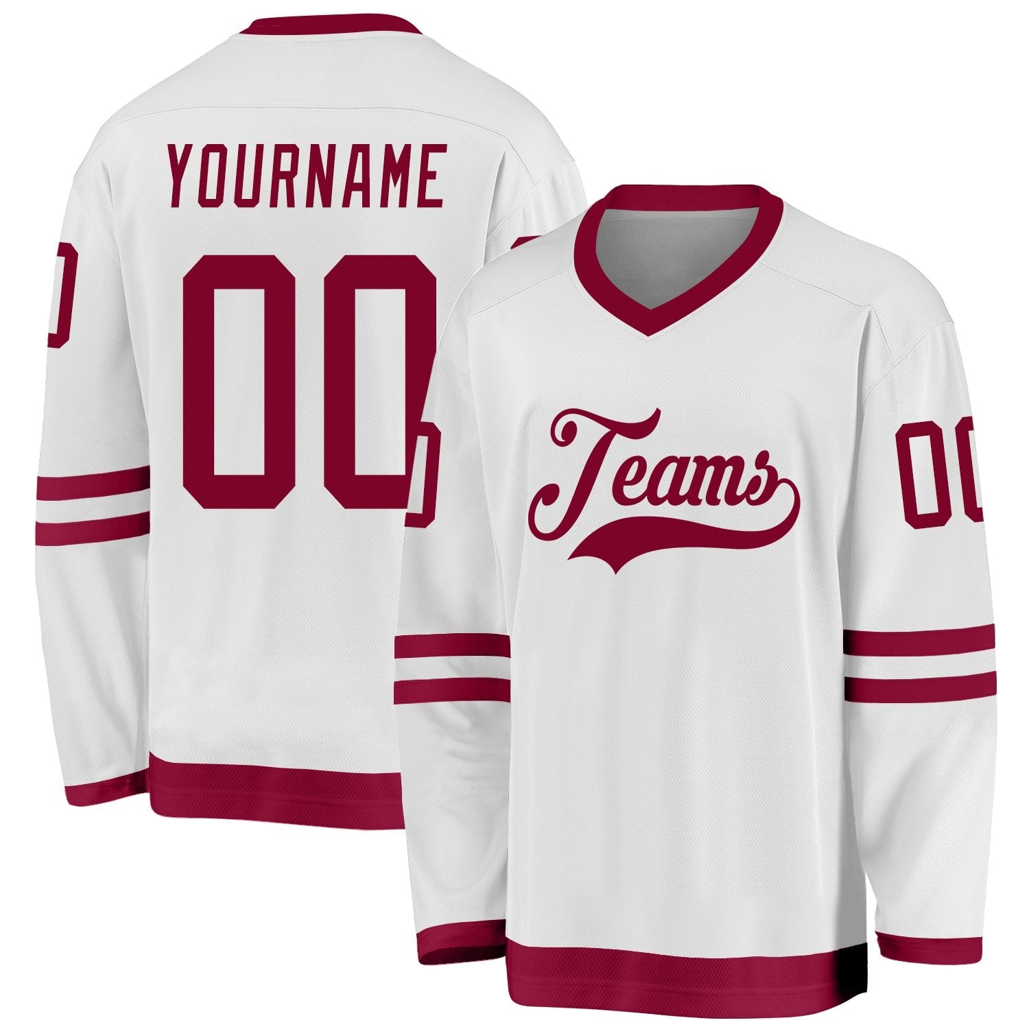 Custom White Maroon Hockey Jersey photo 1