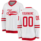 Custom White Red Hockey Jersey