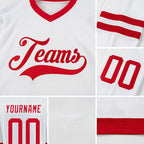 Custom White Red Hockey Jersey detail