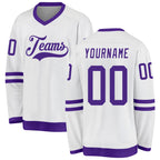 Custom White Purple Hockey Jersey