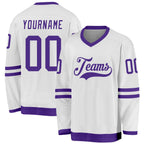 Custom White Purple Hockey Jersey photo 1
