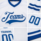 Custom White Royal Hockey Jersey detail