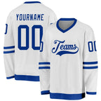 Custom White Royal Hockey Jersey photo 1
