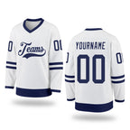 Custom White Navy Hockey Jersey