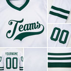 Custom White Green Hockey Jersey detail