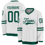 Custom White Green Hockey Jersey photo 1