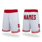 Custom White Red-Black Authentic Throwback Basketball Shorts