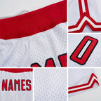 Custom White Red-Black Authentic Throwback Basketball Shorts detail
