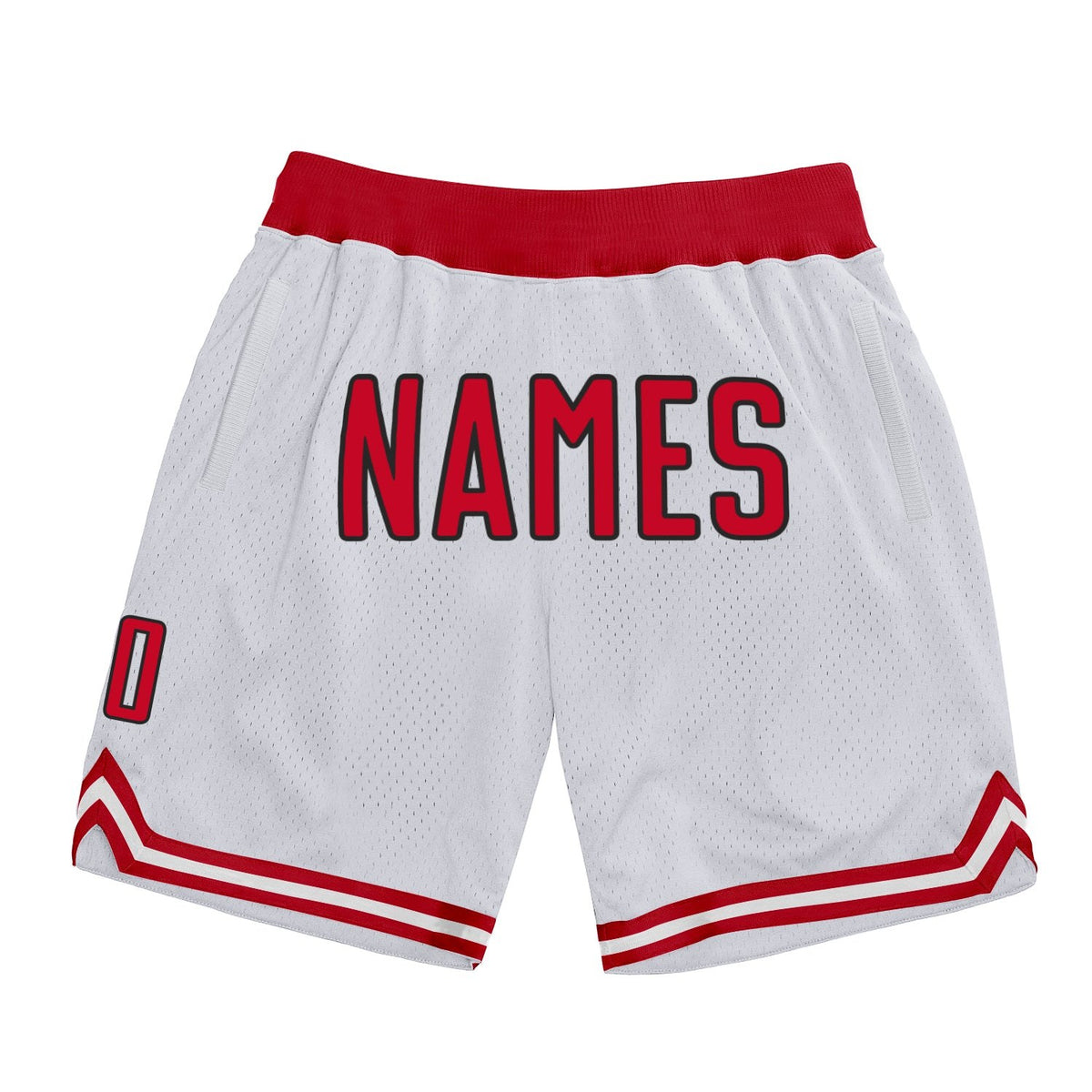 Custom White Red-Black Authentic Throwback Basketball Shorts photo 1