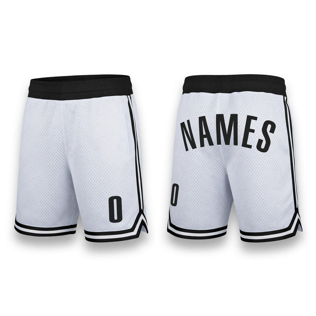 Custom White Black Authentic Throwback Basketball Shorts