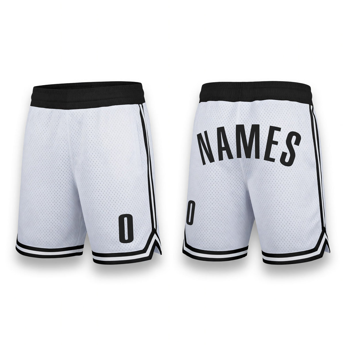 Custom White Black Authentic Throwback Basketball Shorts