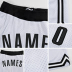 Custom White Black Authentic Throwback Basketball Shorts detail
