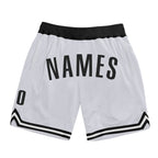Custom White Black Authentic Throwback Basketball Shorts photo 1