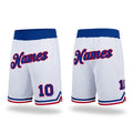 Custom White Royal-Red Authentic Throwback Basketball Shorts