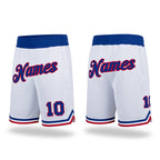 Custom White Royal-Red Authentic Throwback Basketball Shorts