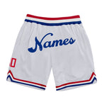 Custom White Royal Authentic Throwback Basketball Shorts photo 1