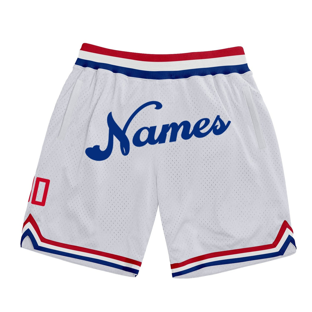 Custom White Royal Authentic Throwback Basketball Shorts photo 1