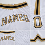 Custom White Old Gold-Black Authentic Throwback Basketball Shorts detail