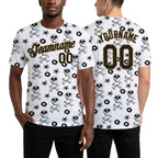 Custom White Black-Old Gold 3D Skull Fashion Performance T-Shirt worn front and back