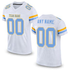 Custom White Light Blue-Gold Mesh Authentic Football Jersey