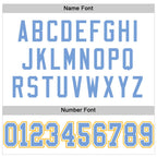 Custom White Light Blue-Gold Mesh Authentic Football Jersey photo 4