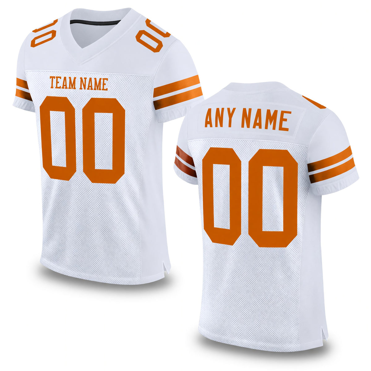Custom White Texas Orange Mesh Authentic Football Jersey