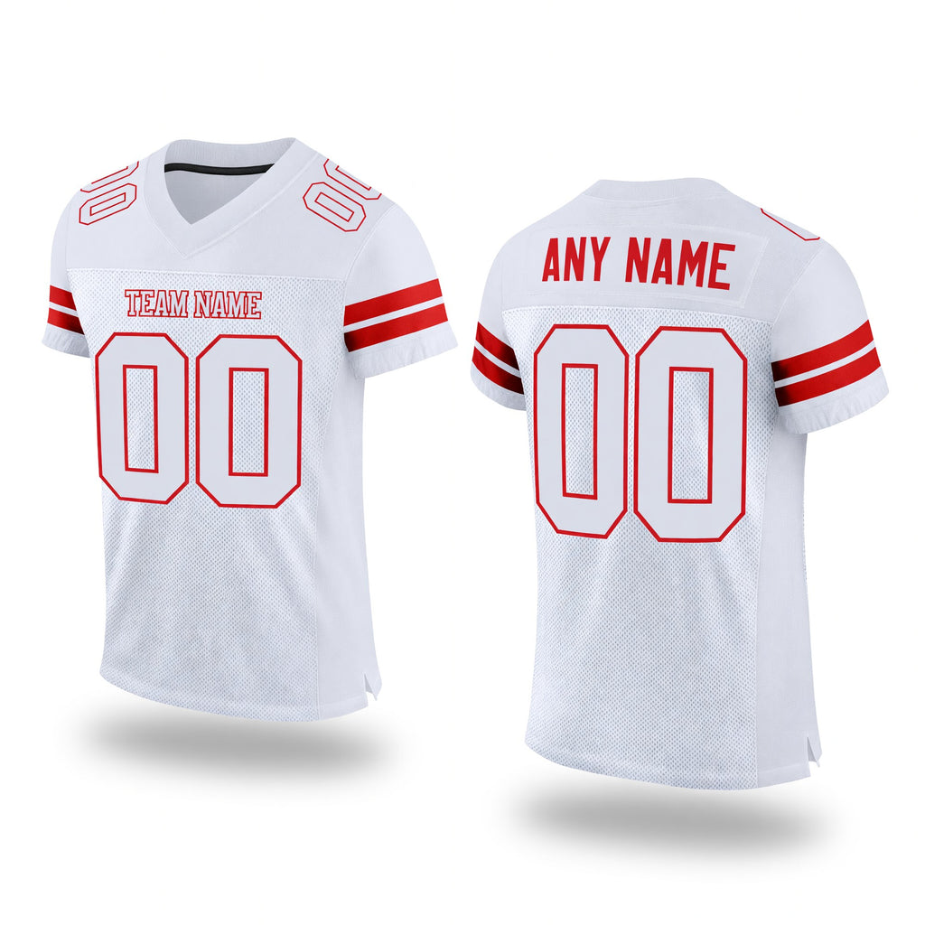 Custom White White-Red Mesh Authentic Football Jersey