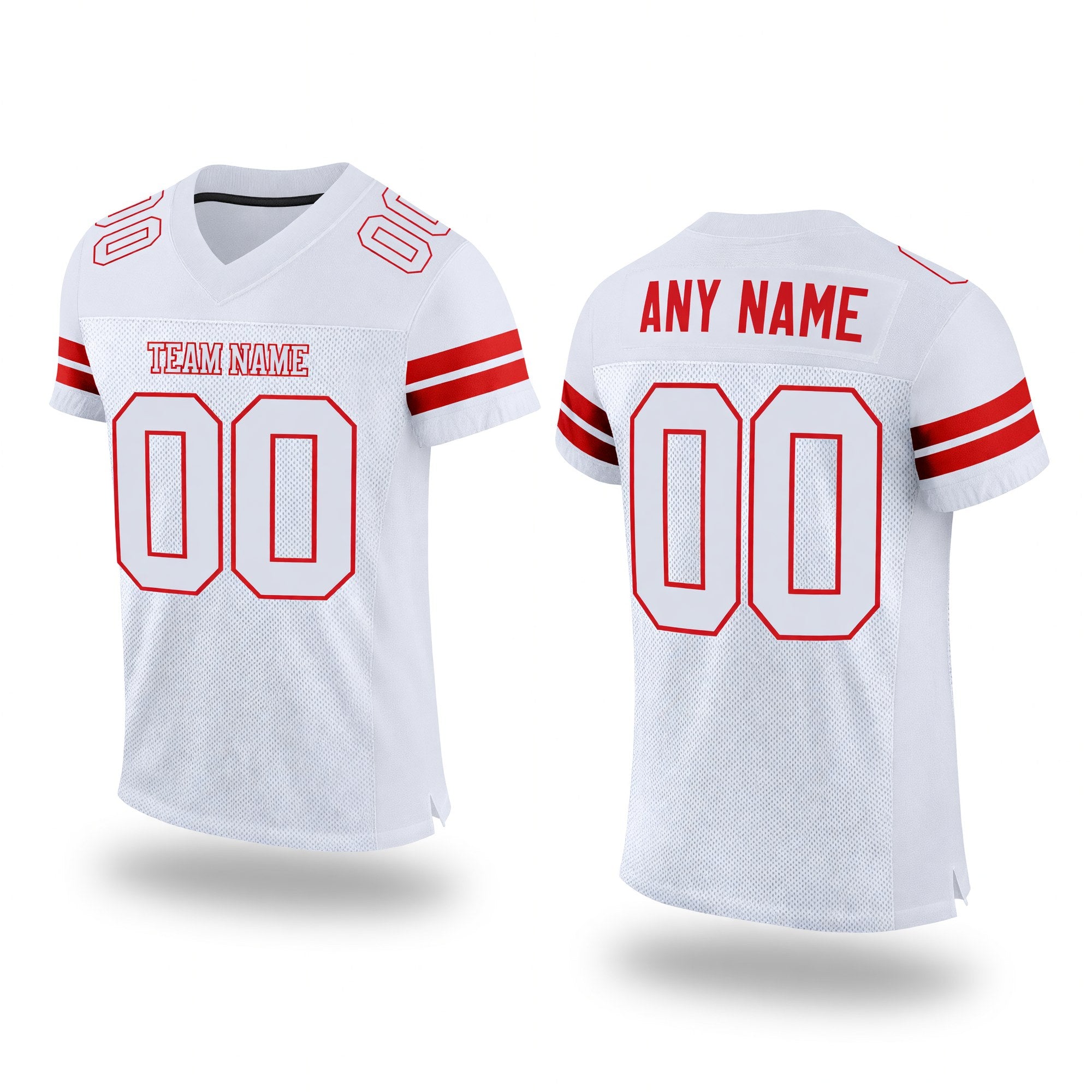 Custom White White-Red Mesh Authentic Football Jersey