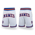 Custom White Royal Pinstripe Royal-Orange Authentic Basketball Shorts