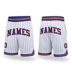 Custom White Royal Pinstripe Royal-Orange Authentic Basketball Shorts