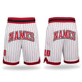Custom White Red Pinstripe Red-Black Authentic Basketball Shorts