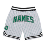 Custom White Kelly Green Pinstripe Kelly Green-Black Authentic Basketball Shorts photo 1