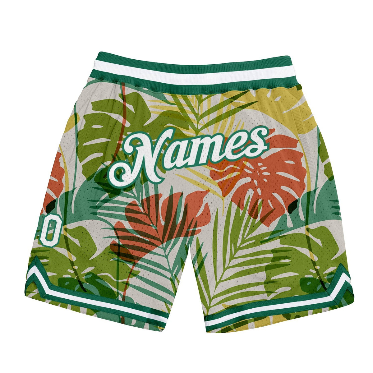 Custom White White-Kelly Green 3D Pattern Design Palm Trees Authentic Basketball Shorts photo 1