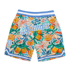Custom White Light Blue-White 3D Pattern Design Oranges Authentic Basketball Shorts photo 1