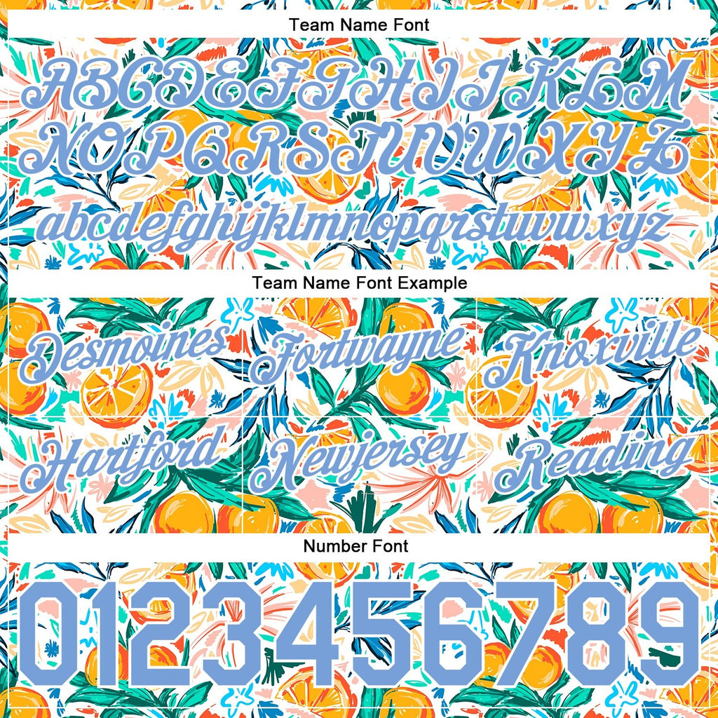 Custom White Light Blue-White 3D Pattern Design Oranges Authentic Basketball Shorts photo 2