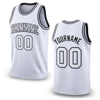 Custom White White-Black Authentic Throwback Basketball Jersey