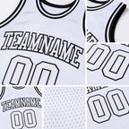 Custom White White-Black Authentic Throwback Basketball Jersey detail