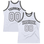 Custom White White-Black Authentic Throwback Basketball Jersey photo 1